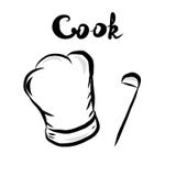 Cocinero de la inscripción Cocinero del casquillo y ilustración del vector Cocinero de la inscripción Cocinero del casquillo y ilustración del vector