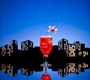 Cocktail de bride de Singapour de métropole dans l'arrangement d'horizon de ville photo stock Cocktail de bride de Singapour de métropole dans l'arrangement d'horizon de ville photo stock