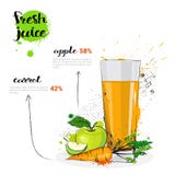 Cocktail de préparation de carotte d'Apple de Juice Hand Drawn Watercolor Glass frais sur le fond blanc illustration stock Cocktail de préparation de carotte d'Apple de Juice Hand Drawn Watercolor Glass frais sur le fond blanc illustration stock
