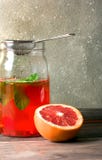 Cocktail del pompelmo con ghiaccio e la menta, fuoco selettivo immagine stock libera da diritti Cocktail del pompelmo con ghiaccio e la menta, fuoco selettivo immagine stock libera da diritti