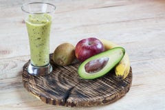 Cocktail fruit. Kiwi Apple avocado banana diet stock photo Cocktail fruit. Kiwi Apple avocado banana diet stock photo