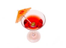 Cocktail rouge avec le parasol d'en haut Photo libre de droits Cocktail rouge avec le parasol d'en haut Photo libre de droits