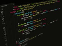 Code, JavaScript in tekstredacteur royalty-vrije stock afbeeldingen Code, JavaScript in tekstredacteur royalty-vrije stock afbeeldingen