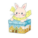 Coelho bonito com presente do Natal Imagem de Stock Coelho bonito com presente do Natal Imagem de Stock