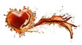 Coeur d'éclaboussure de kola avec des bulles d'isolement sur le blanc photos libres de droits Coeur d'éclaboussure de kola avec des bulles d'isolement sur le blanc photos libres de droits