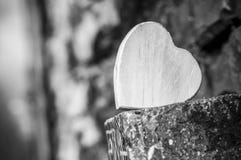 Coeur en bois dans extérieur - concept d'amour Photos libres de droits Coeur en bois dans extérieur - concept d'amour Photos libres de droits