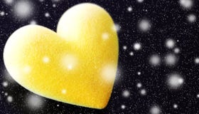 Coeur pelucheux jaune avec des chutes de neige images libres de droits Coeur pelucheux jaune avec des chutes de neige images libres de droits