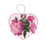 Coeur rose, pendant avec les fleurs roses des pivoines Vecteur illustration libre de droits Coeur rose, pendant avec les fleurs roses des pivoines Vecteur illustration libre de droits