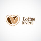 Coffe Love Logo Template. Two Beans As A Heart. Royalty Free Stock Photos Coffe Love Logo Template. Two Beans As A Heart. Royalty Free Stock Photos