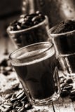 Coffee Cup, Beans And Ground, Imitation Of The Old Photos, Black Royalty Free Stock Photos Coffee Cup, Beans And Ground, Imitation Of The Old Photos, Black Royalty Free Stock Photos