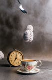 Coffee cup with marshmallows on a dark background, abstraction Royalty Free Stock Photo Coffee cup with marshmallows on a dark background, abstraction Royalty Free Stock Photo