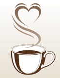 Coffee or Tea Cup With Steaming Heart Shape