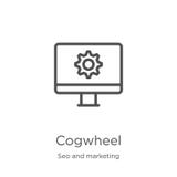 cogwheel icon vector from seo and marketing collection. Thin line cogwheel outline icon vector illustration. Outline, thin line royalty free illustration cogwheel icon vector from seo and marketing collection. Thin line cogwheel outline icon vector illustration. Outline, thin line royalty free illustration