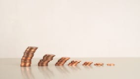 Coin stack step down, management business financial and investment, flattened inclined wind, Copy space royalty free stock photo Coin stack step down, management business financial and investment, flattened inclined wind, Copy space royalty free stock photo