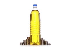 Coins and cooking oil vector illustration Coins and cooking oil vector illustration