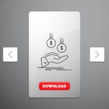 coins, hand, currency, payment, money Line Icon in Carousal Pagination Slider Design & Red Download Button stock illustration coins, hand, currency, payment, money Line Icon in Carousal Pagination Slider Design & Red Download Button stock illustration