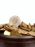 Coins In Ancient Bowl Royalty Free Stock Photos