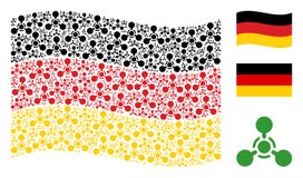 Colagem alemão de ondulação da bandeira do agente de nervo Chemical Warfare Icons de WMD ilustração stock Colagem alemão de ondulação da bandeira do agente de nervo Chemical Warfare Icons de WMD ilustração stock
