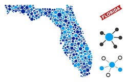 Colagem das conexões do mapa de Florida ilustração do vetor Colagem das conexões do mapa de Florida ilustração do vetor