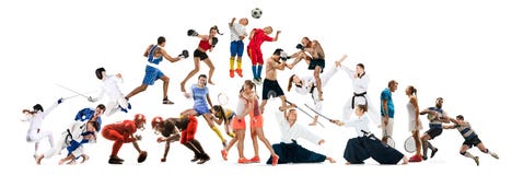 Colagem do esporte sobre kickboxing, futebol, futebol americano, aikido, rugby, judô, cercar, badminton, tênis e encaixotamento fotografia de stock royalty free Colagem do esporte sobre kickboxing, futebol, futebol americano, aikido, rugby, judô, cercar, badminton, tênis e encaixotamento fotografia de stock royalty free