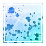 Cold blue hand drawn watercolor rectangular frame background texture with stains royalty free stock photography Cold blue hand drawn watercolor rectangular frame background texture with stains royalty free stock photography
