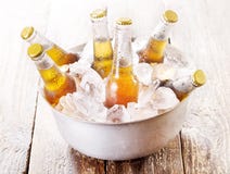 Cold Bottles Of Beer In Bucket With Ice Stock Images Cold Bottles Of Beer In Bucket With Ice Stock Images