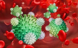 Cold and flu. Leukocytes attack the virus. Immunity of the body stock illustration Cold and flu. Leukocytes attack the virus. Immunity of the body stock illustration