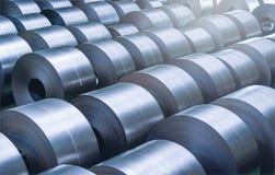 Cold rolled steel coil at storage area in steel industry