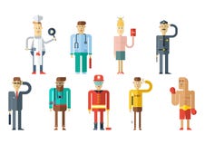 Colección de la gente de la profesión Diseño plano del estilo stock de ilustración Colección de la gente de la profesión Diseño plano del estilo stock de ilustración