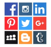Colección de medios logotipos sociales populares stock de ilustración Colección de medios logotipos sociales populares stock de ilustración