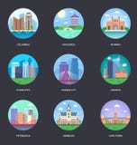 Colección del ejemplo del vector de ciudades del mundo stock de ilustración Colección del ejemplo del vector de ciudades del mundo stock de ilustración