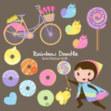Colección del garabato del arco iris stock de ilustración Colección del garabato del arco iris stock de ilustración