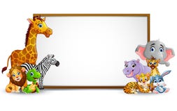 Coleção animal dos desenhos animados com sinal vazio ilustração stock Coleção animal dos desenhos animados com sinal vazio ilustração stock