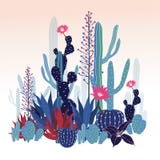 Coleção bonita do cacto Ilustração esboçado do estilo ilustração stock Coleção bonita do cacto Ilustração esboçado do estilo ilustração stock