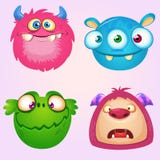 Coleção bonito dos monstro dos desenhos animados Grupo do vetor de 4 ícones do monstro de Dia das Bruxas ilustração do vetor Coleção bonito dos monstro dos desenhos animados Grupo do vetor de 4 ícones do monstro de Dia das Bruxas ilustração do vetor