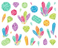 Coleção do vetor de cristais e de pedras preciosas bonitos ilustração royalty free Coleção do vetor de cristais e de pedras preciosas bonitos ilustração royalty free