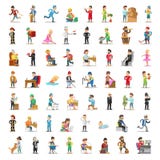 Coleção dos caráteres dos povos Profissões diferentes ajustadas dos desenhos animados em várias poses Polícia, homem de negócios, ilustração do vetor Coleção dos caráteres dos povos Profissões diferentes ajustadas dos desenhos animados em várias poses Polícia, homem de negócios, ilustração do vetor