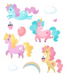 Coleção dos unicórnios Ilustração do vetor ilustração royalty free Coleção dos unicórnios Ilustração do vetor ilustração royalty free