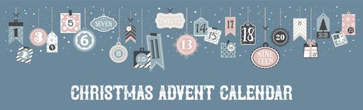 Coleção imprimível abstrata das etiquetas para o Natal, ano novo Calendário do advento Ilustração do vetor Feliz Natal e ilustração stock Coleção imprimível abstrata das etiquetas para o Natal, ano novo Calendário do advento Ilustração do vetor Feliz Natal e ilustração stock