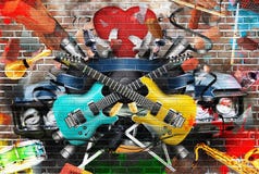 Collage av musik royaltyfria foton Collage av musik royaltyfria foton