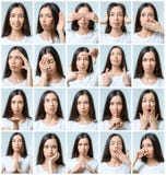 Collage de la muchacha hermosa con diversas expresiones faciales fotografía de archivo Collage de la muchacha hermosa con diversas expresiones faciales fotografía de archivo