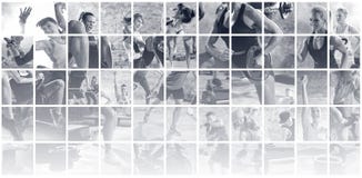Collage de las fotos del deporte con la gente imagen de archivo libre de regalías Collage de las fotos del deporte con la gente imagen de archivo libre de regalías