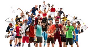 Collage de sport au sujet des athl?tes f?minins ou des joueurs Le tennis, fonctionnement, badminton, volleyball photos stock Collage de sport au sujet des athl?tes f?minins ou des joueurs Le tennis, fonctionnement, badminton, volleyball photos stock