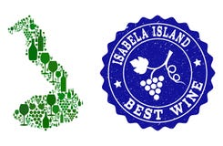 Collage der Trauben-Wein-Karte des Galapagos- - Isabela Island- und Best-Wein-Schmutz-Wasserzeichens stock abbildung Collage der Trauben-Wein-Karte des Galapagos- - Isabela Island- und Best-Wein-Schmutz-Wasserzeichens stock abbildung