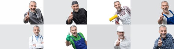 Collage des portraits professionnels de travailleurs photographie stock libre de droits Collage des portraits professionnels de travailleurs photographie stock libre de droits