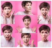Collage diff?rent d'?motions Ensemble de jeune fille ?motive d'isolement au-dessus du fond rose Diff?rentes ?motions de femelle photo stock Collage diff?rent d'?motions Ensemble de jeune fille ?motive d'isolement au-dessus du fond rose Diff?rentes ?motions de femelle photo stock