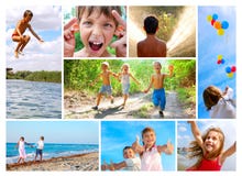 Collage felice di infanzia di estate fotografia stock Collage felice di infanzia di estate fotografia stock