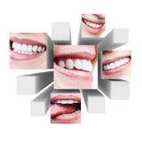 Collage of healthy beautiful smile on 3d cubes. stock photos Collage of healthy beautiful smile on 3d cubes. stock photos
