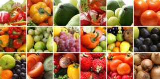 A collage of nutrition images with healthy fruits