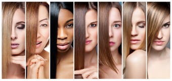 Collage Of Women With Various Hair Color, Skin Tone And Complexion Stock Images Collage Of Women With Various Hair Color, Skin Tone And Complexion Stock Images